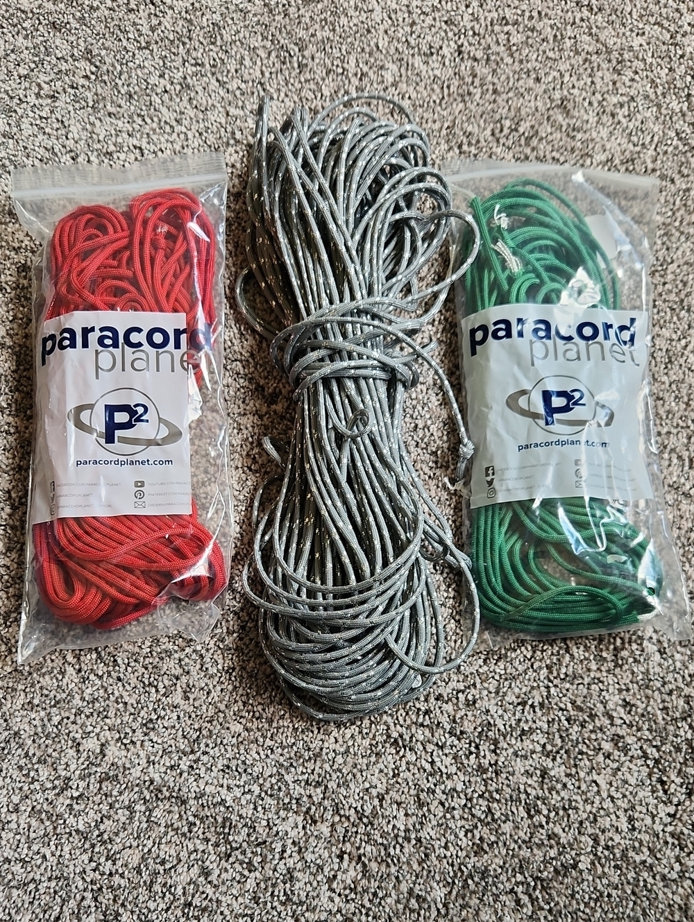 Paracord Bundle - Red, Green, Silver